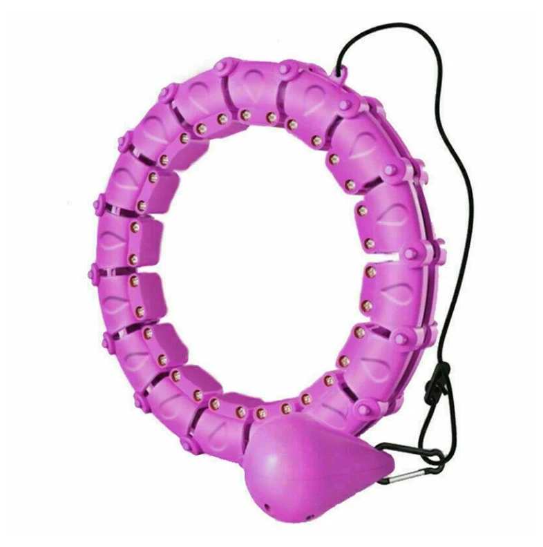 24 Knots Adjustable Fitness Smart Hula Fitness Hoop Detachable Weighted Hoops Lose Weight for Adults and Kids (Purple)