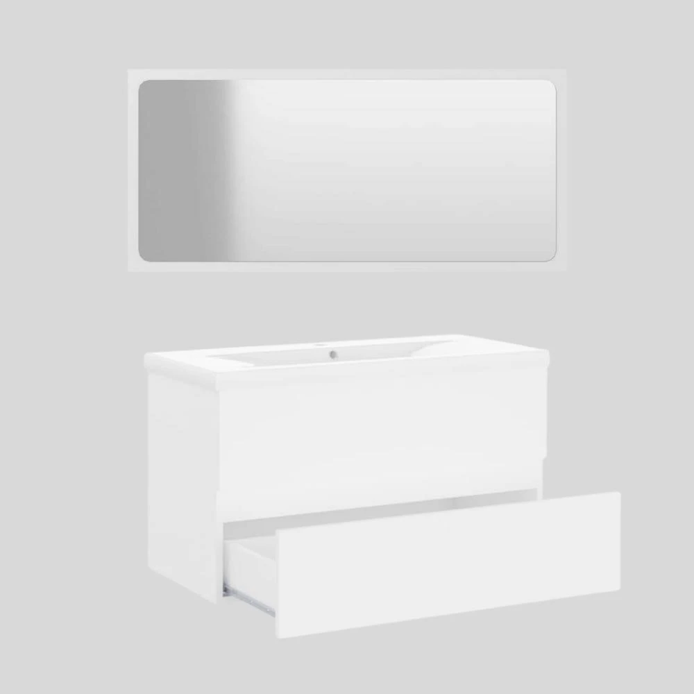 Bathroom Vanity Set Wall Sink Cabinet With Basin And Mirror Furniture White