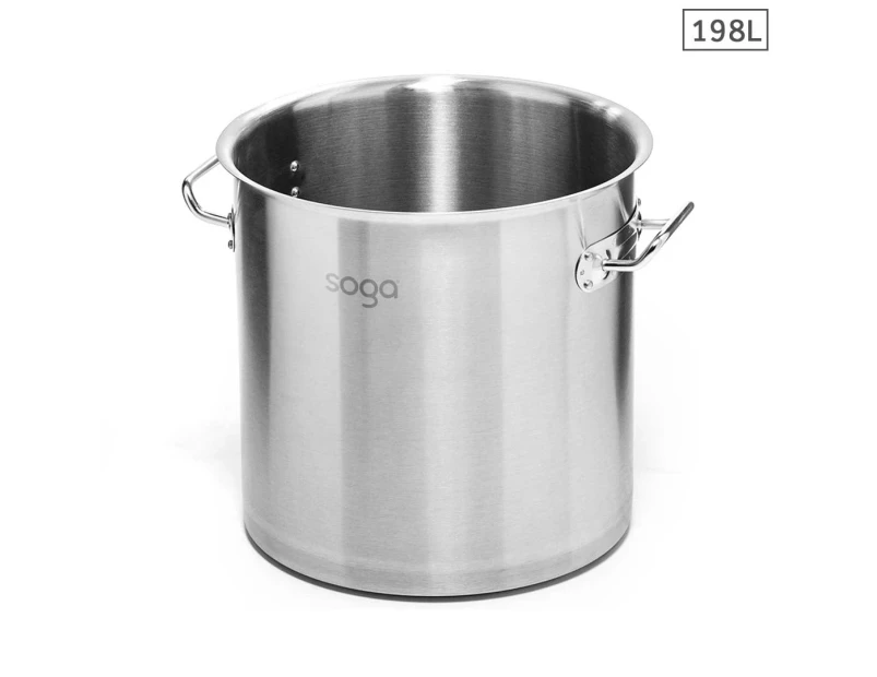 SOGA Stock Pot 198L Top Grade Thick Stainless Steel Stockpot 18/10 Without Lid