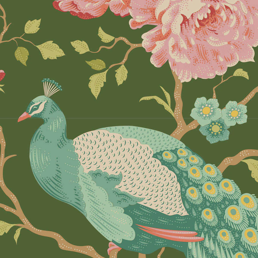 Tilda Chic Escape Peacock Tree Green Fabric 100441 Quilting Sewing DIY