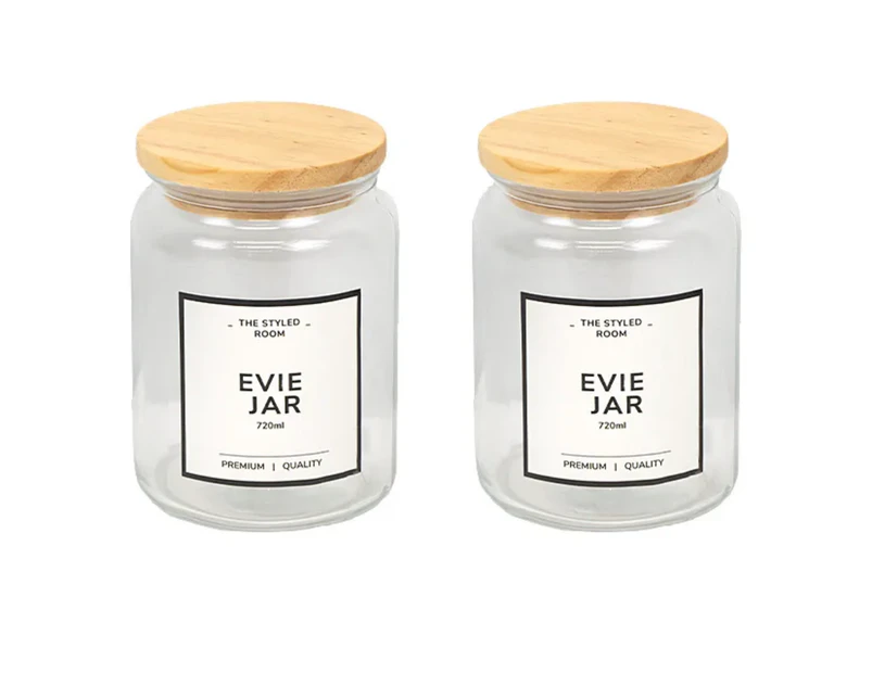 GLASS STORAGE JARS w/ WOOD LID 720mL [12 Pack] Kitchen Food Canisters Containers Clear Glass Food Storage Containers Home Canisters with Airtight Lids