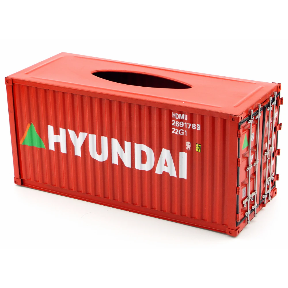 Hyundai Vintage Diecast Metal Cargo Container Tissue Box