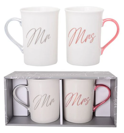 Mr and Mrs Mugs Set Wedding Gifts for the Bride Groom Coffee Cups