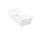 6 x WHITE MESH STORAGE BASKET 33x66x46cm | Home Storage Organiser Bins Trays Boxes with Handles for Cabinet Pantry Fruit Vegetables Pantry Baskets