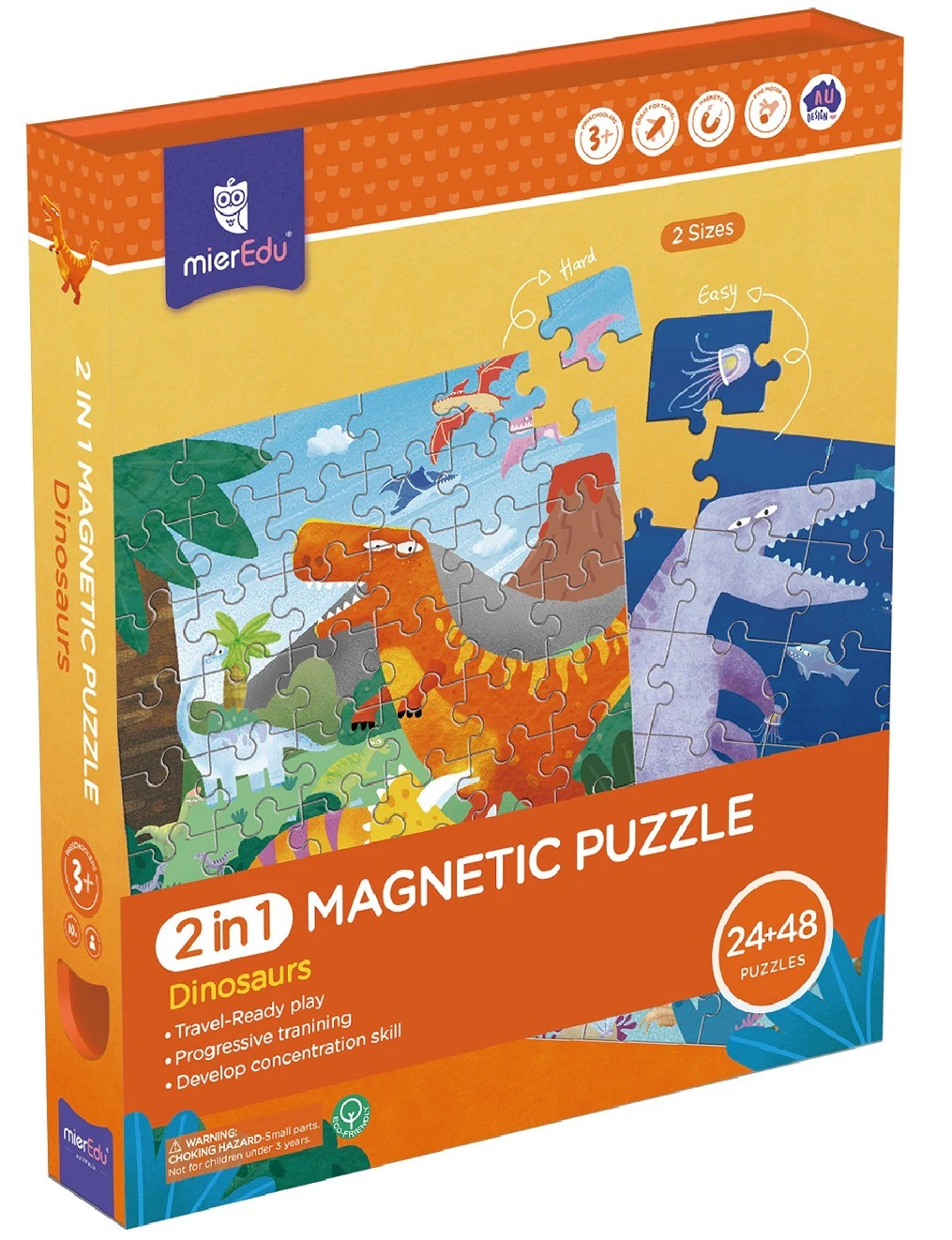 mierEdu - 2 in 1 Travel Magnetic Puzzle - Dinosaurs