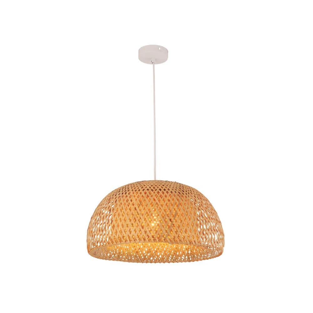 CLA LIGHTING Canasta Bamboo Dome Pendant Light - 380mm - Natural Brown