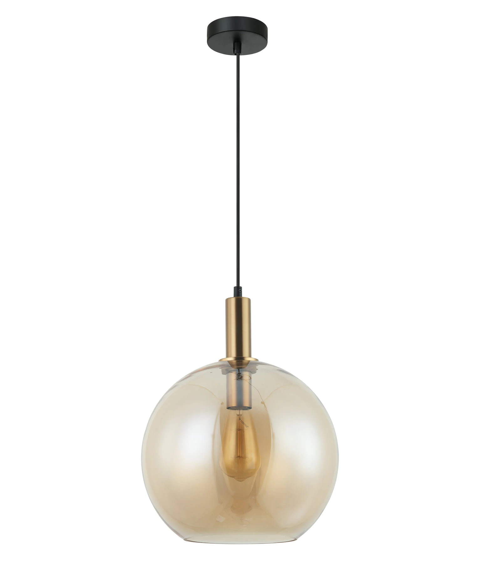 Interior Glass with Extended Bronze Highlight Pendant Lights - Amber Glass