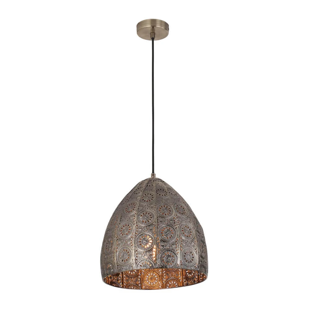 CLA LIGHTING Sari Interior Patterned Ellipse Pendant Light - Aged Brass