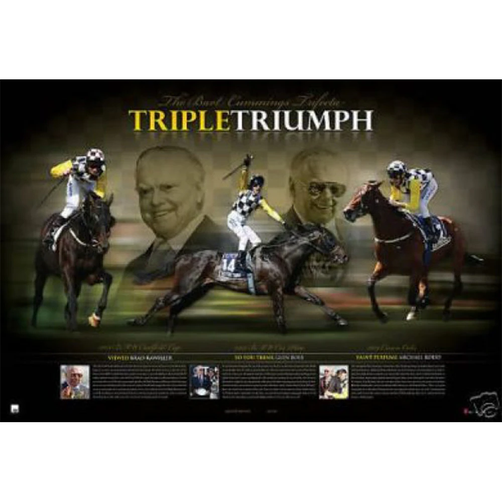 Horse Racing - Bart Cummings "Triple Triumph" Premium Framed Sports Print