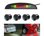 4 Parking Sensors LED Display Car Reverse Radar System Alarm Kit Black
