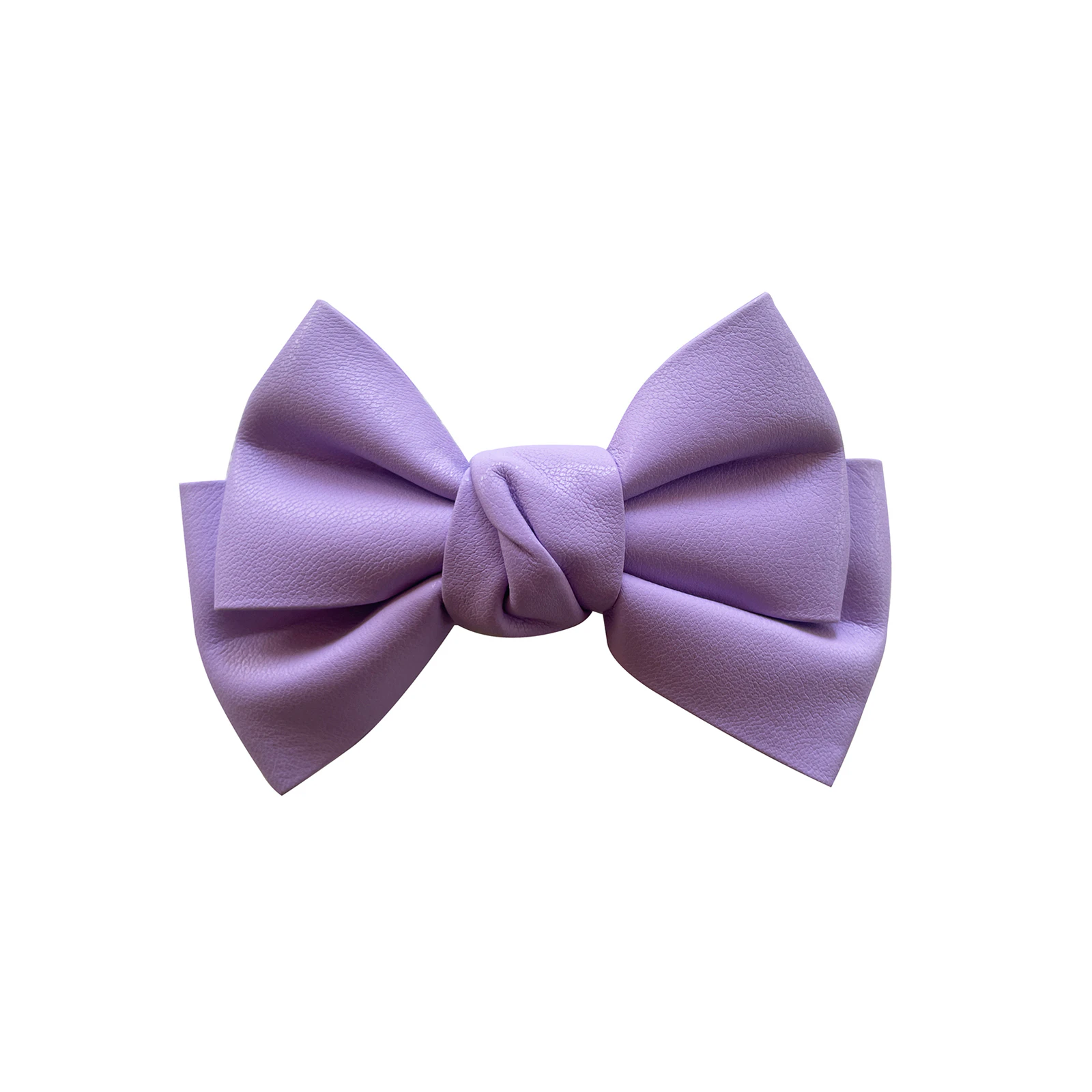 Culturesse Charlotte 1.4cm PU Leather Bow Tie Hair Clip Women's Accessory Lilac