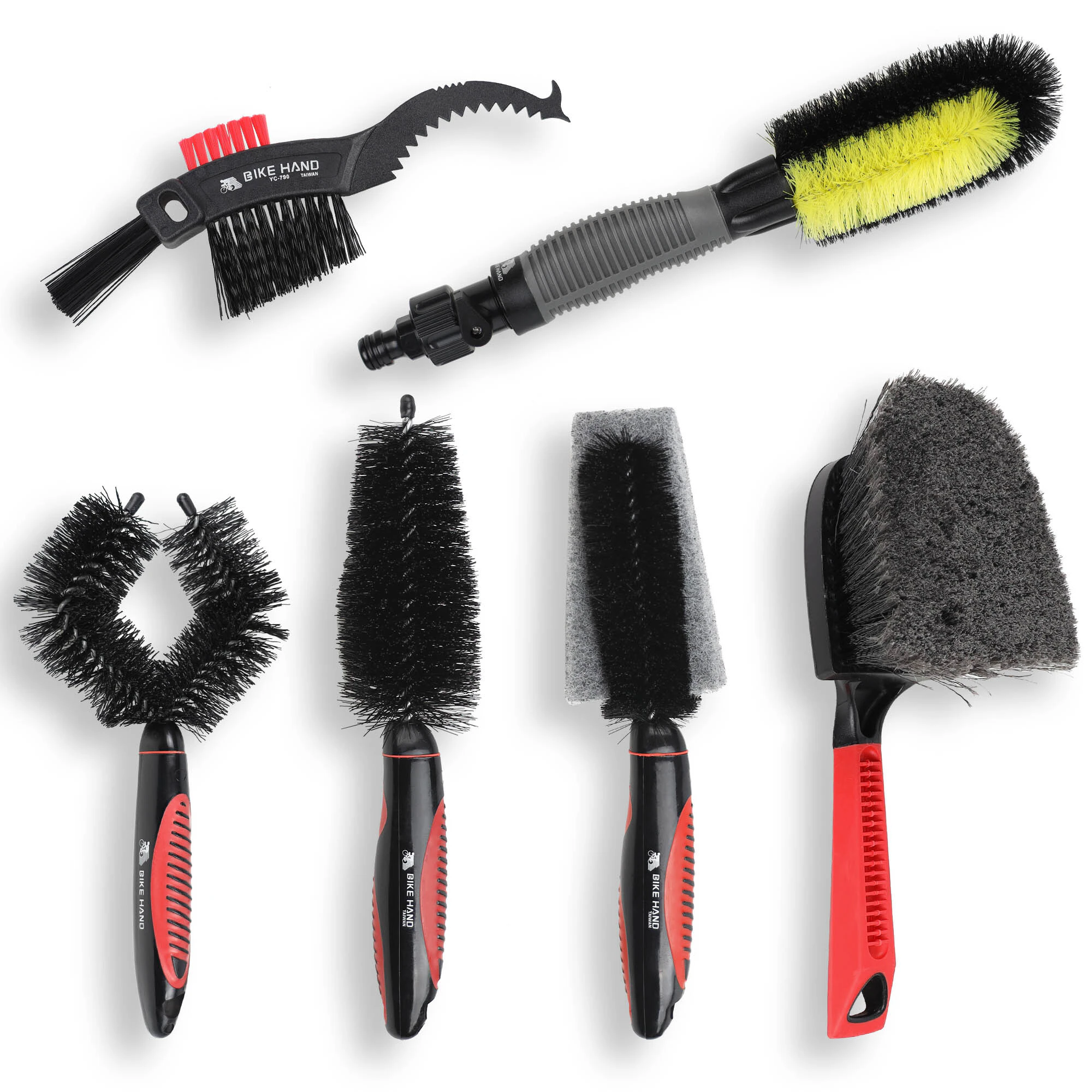 BIKEHAND 6 Pieces Bike Bicycle Cleaning Brush Kit - Cleaning Washing Tools Set - Bicycle Chain Cleaner Maintenance Service Kit