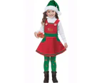 Elf In Charge Santa Helper Christmas Holiday Dress Up Toddler Girls Costume - Red