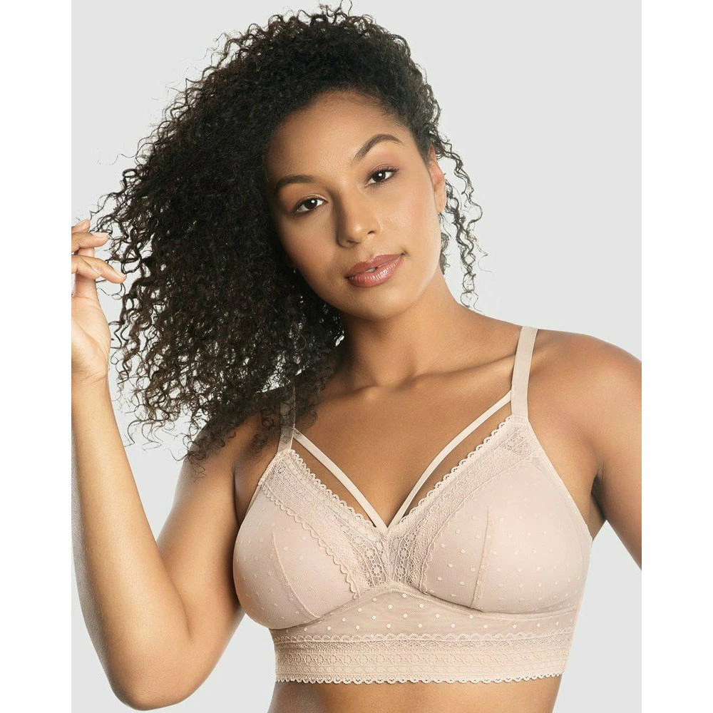 Parfait Mia Dot Longline Padded Lace Bralette in Cameo Rose