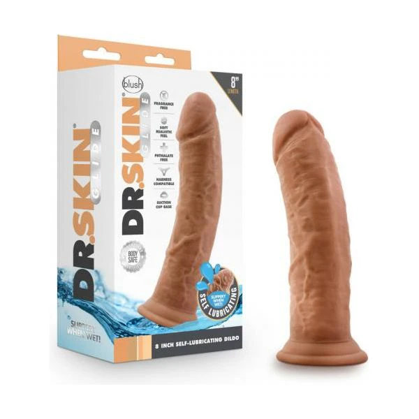 Dr. Skin Glide 8in Self Lubricating Dildo The Ultimate Mocha Pleasure Experience