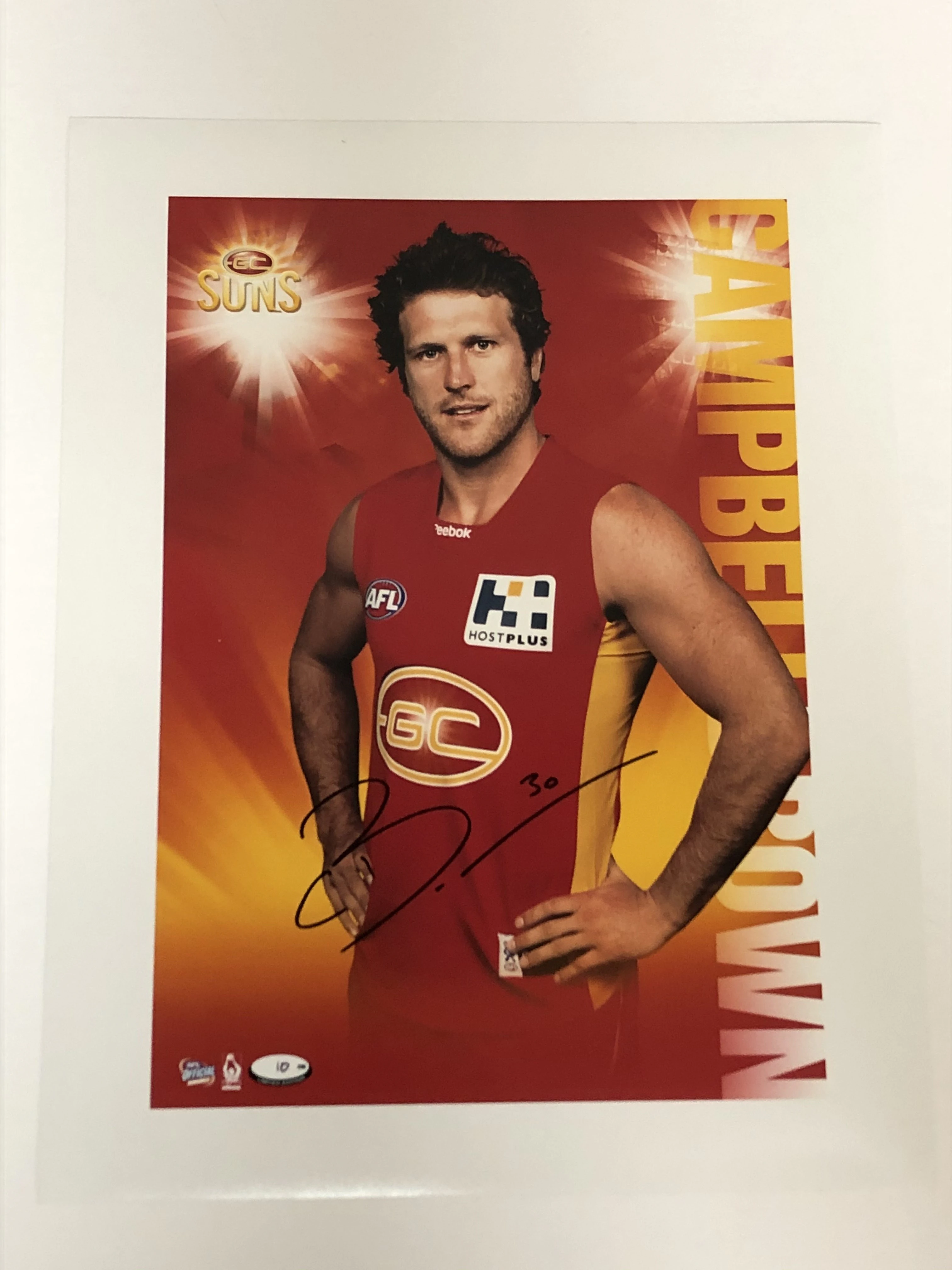 Gold Coast Suns- Signed and Framed Hero Shot - Campbell Brown - Unframed