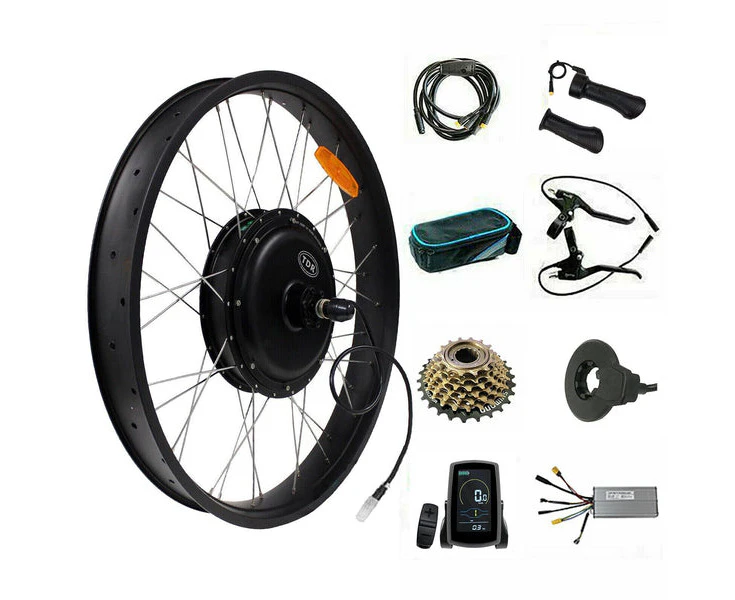 1500W 26" Fat Bike 4.0 Tyre Rear Hub 48V 15Ah Battery Electric Bike Conversion Kit