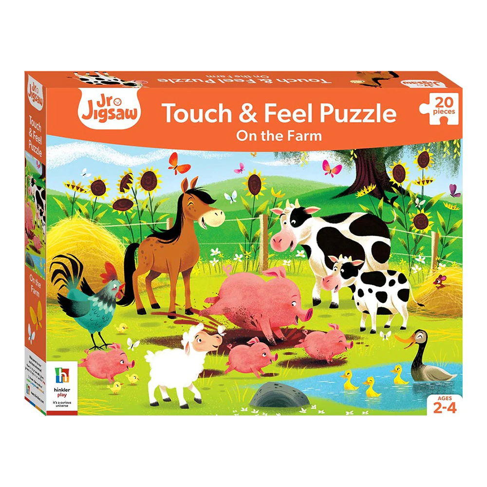 20pc Junior Jigsaw Touch & Feel On the Farm Puzzle Kids Educational Game 2-4y