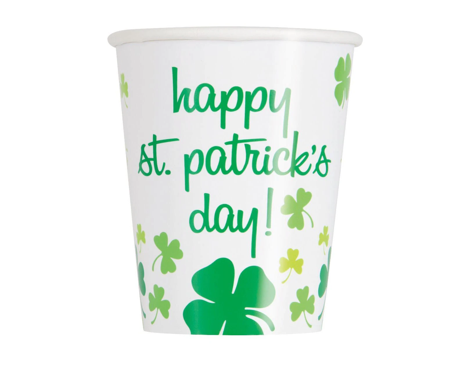 St. Patrick's Rainbow Shamrock Paper Cups 8 Pack 270ml