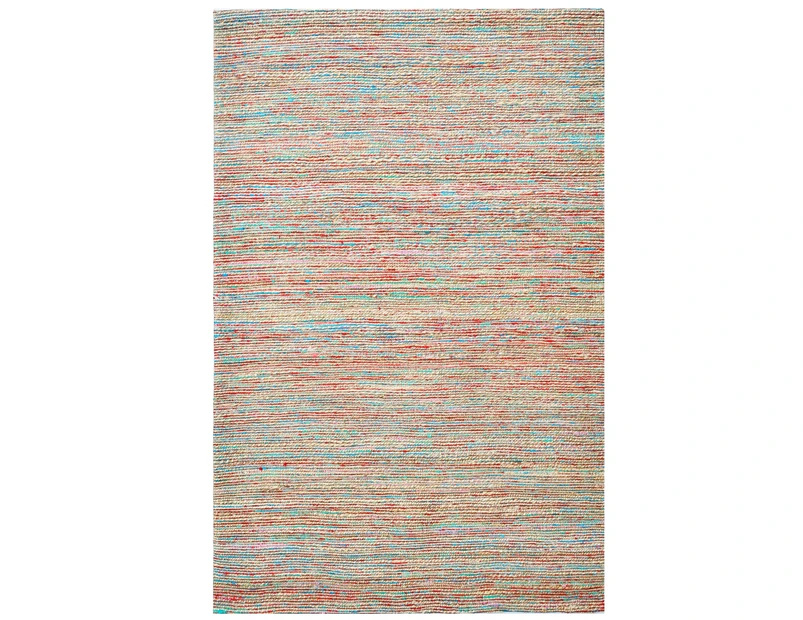 Handwoven Natural Jute Rug-Kerala 6001-Natural/Red Multi