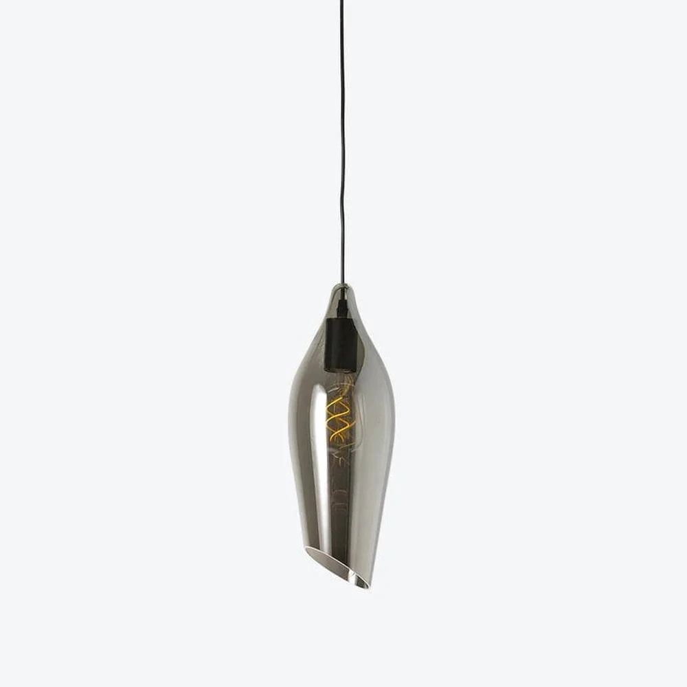 LV LUCE Tulip Angled Cut Glass Pendant  Smoke Glass