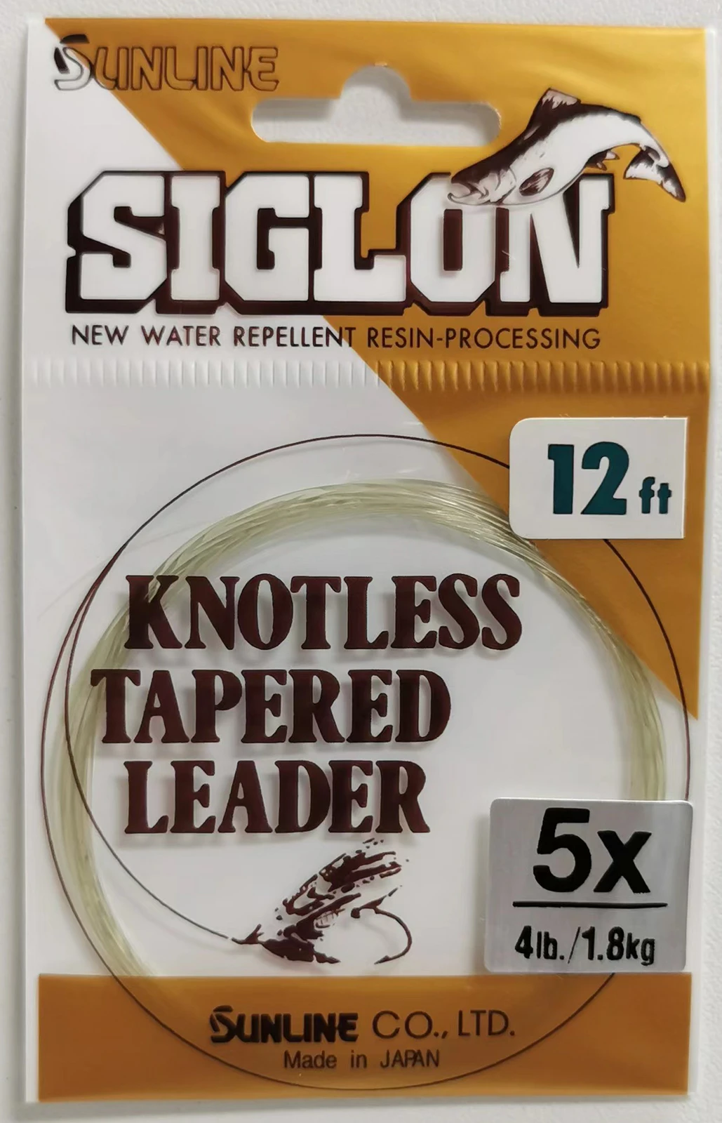 Sunline Siglon 12ft Knotless Fly fishing Tapered Leader #4lb / 1.8kg - 5X