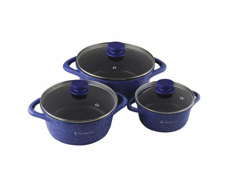 Wonderchef Ceramide 6Pc Casserole Set -Blue 1.25L, 2.25L and 4L