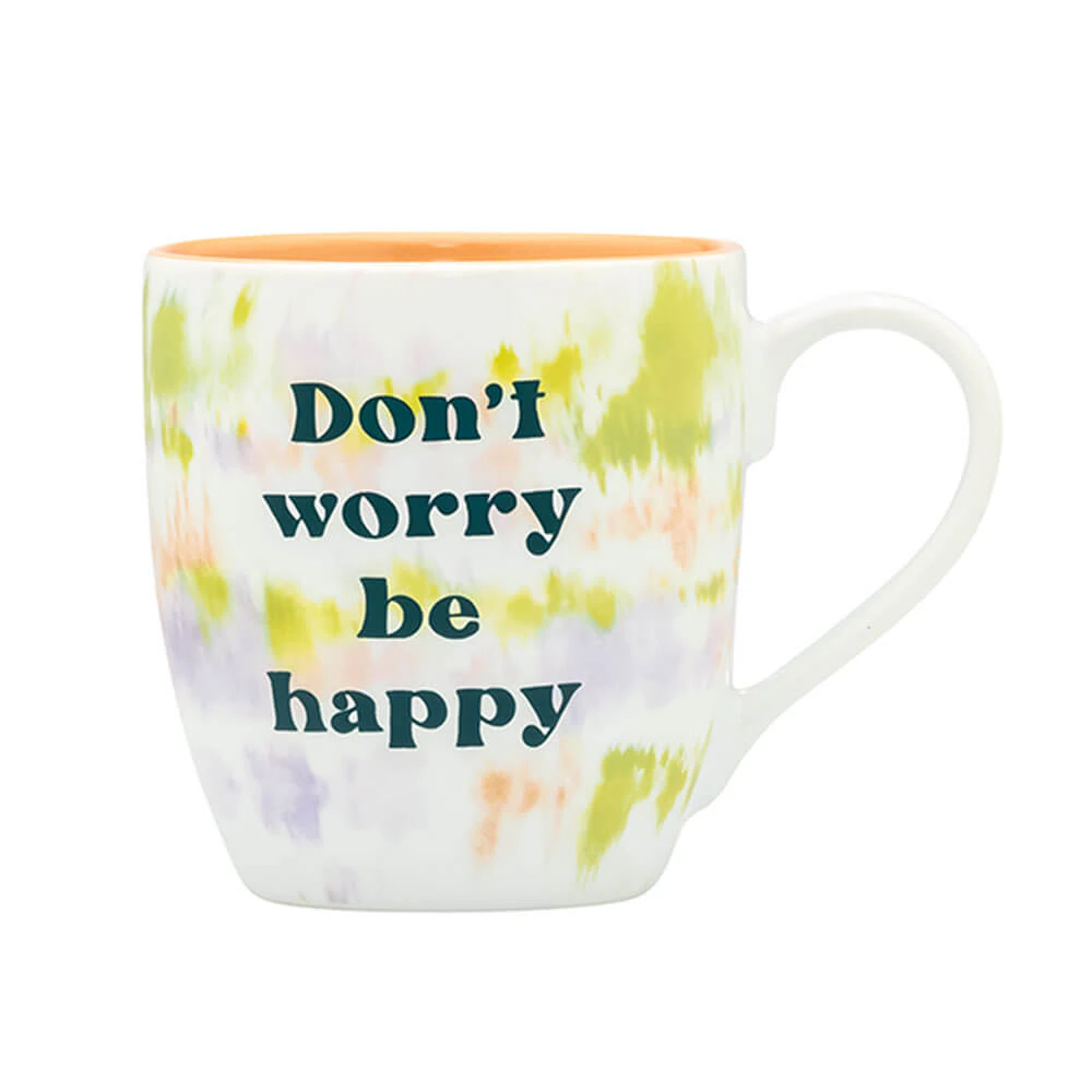 Blurred - Tie Dye Mug: Don't Worry Be Happy - New Bone China - Novelty Drinkware