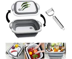 2 in 1 COLLAPSIBLE CUTTING BOARD & COLANDER [12 Pack] Foldaway Dish Tub Strainer Multi-function Foldable Kitchen Plastic Sink Storage Washing Draining