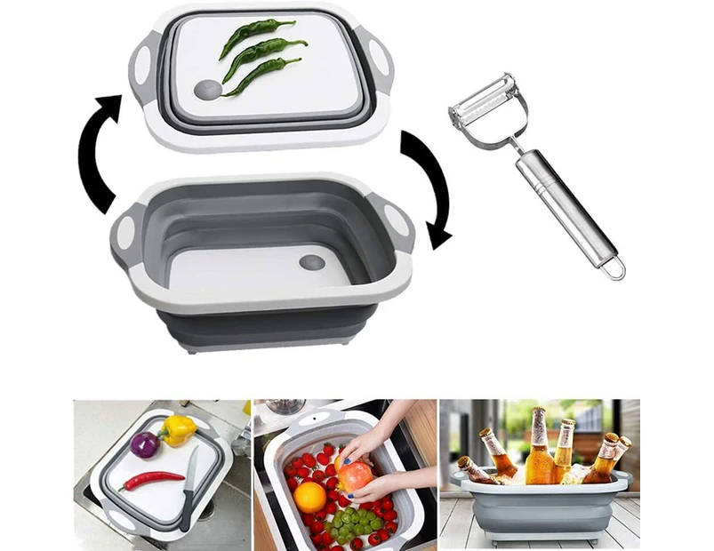 2 in 1 COLLAPSIBLE CUTTING BOARD & COLANDER [12 Pack] Foldaway Dish Tub Strainer Multi-function Foldable Kitchen Plastic Sink Storage Washing Draining