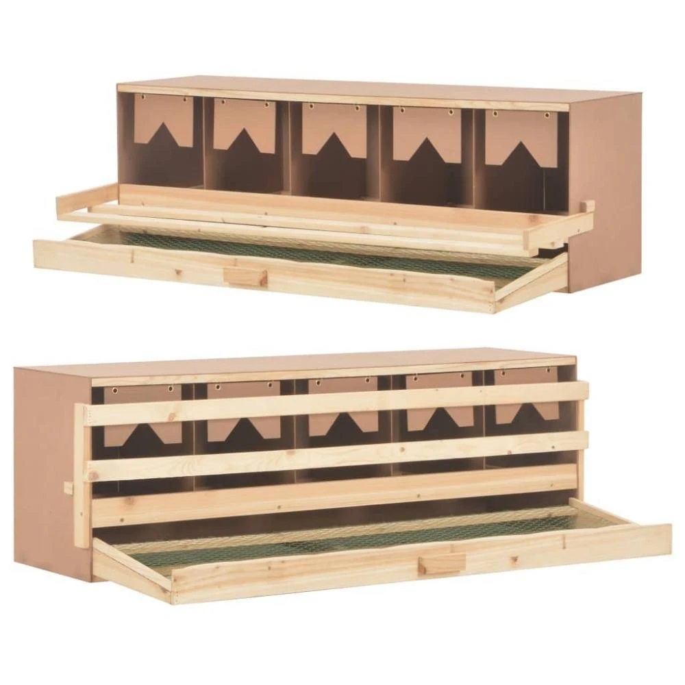 Nesting Box Wooden Roosting Egg Laying Boxes 5 Compartments Chicken Nest 117x33x38cm