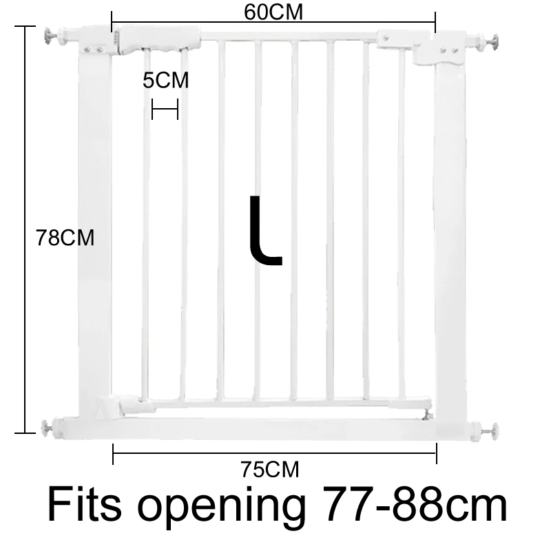 Adjustable Baby Pet Child Kid Safety Security Gate Stair Barrier Door Extension [Safety Gate: L 77cm-88cm white]