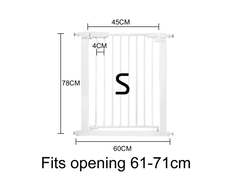 Adjustable Baby Pet Child Kid Safety Security Gate Stair Barrier Door Extension [Safety Gate: S  61cm-71cm White]