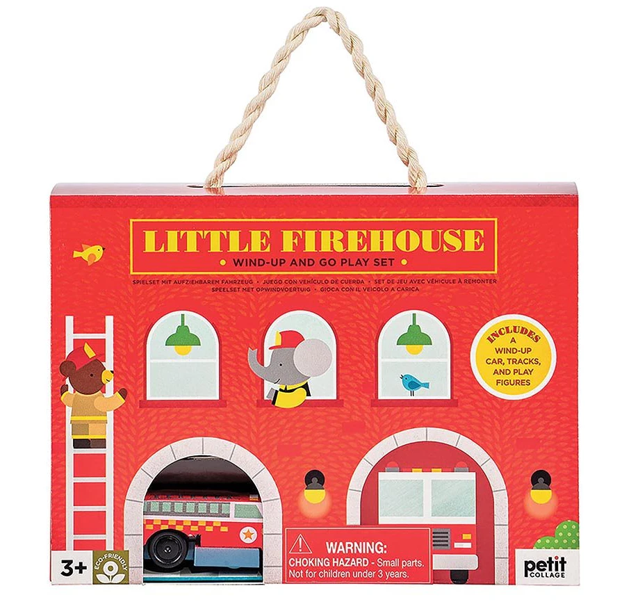 Petit Collage Firehouse Wind Up & Go Play Set