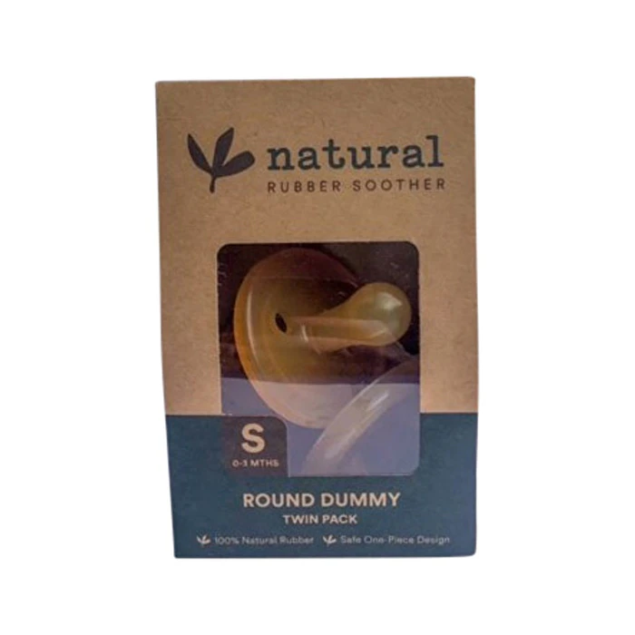 Natural Rubber Soothers Natural Rubber Soother Round Dummy Small (03 Months) Twin Pack