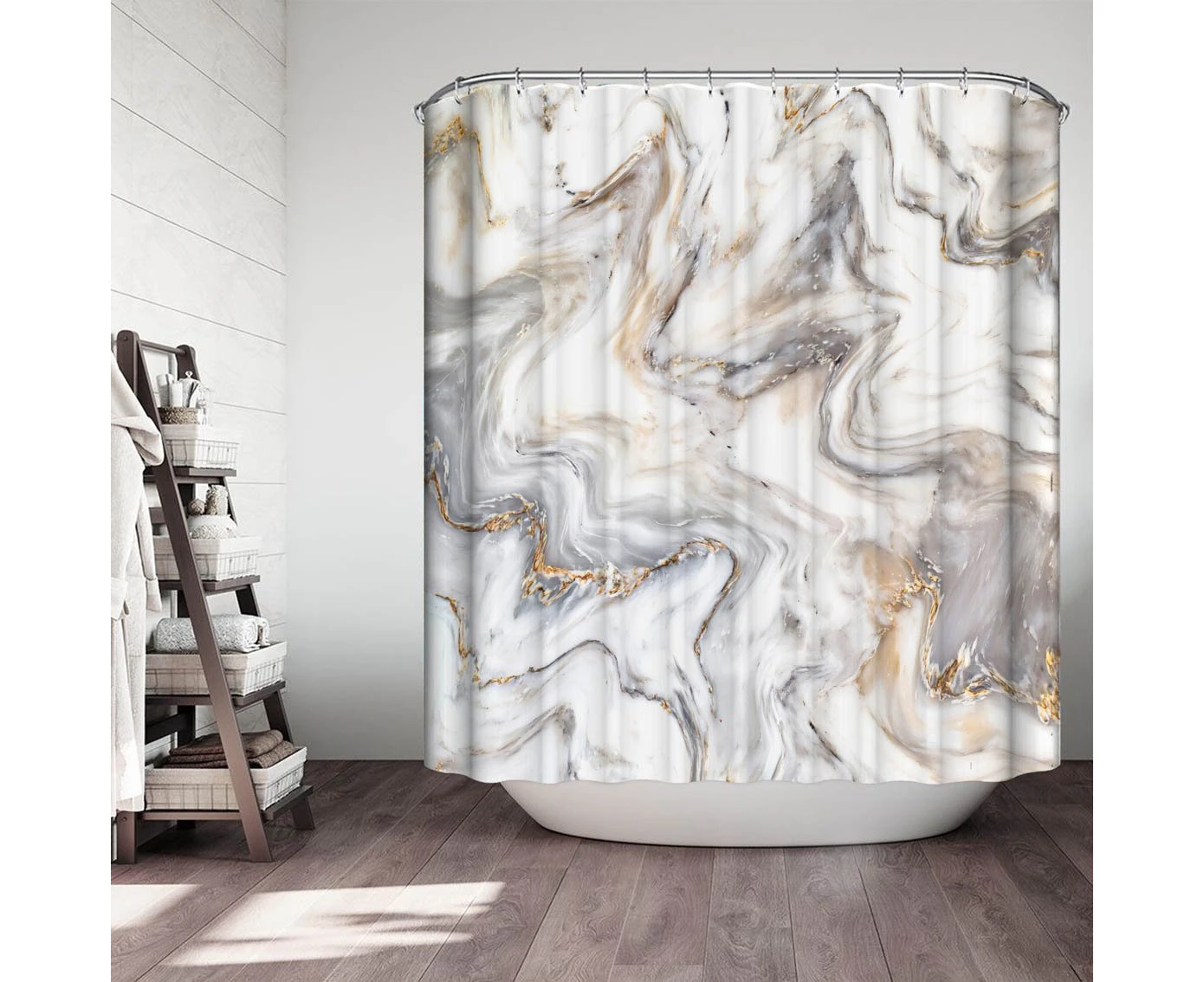 Wavy Marble Shower Curtain