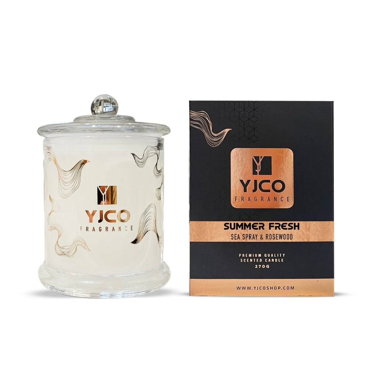 YJCO FRAGRANCE SUMMER FRESH PREMIUM SCENTED 2 WICK CANDLE 270G