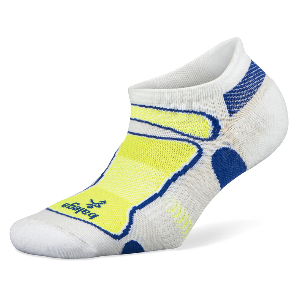 Balega Women/Men/Unisex Ultralight No Show Socks Running Socks White Neon Yellow - White