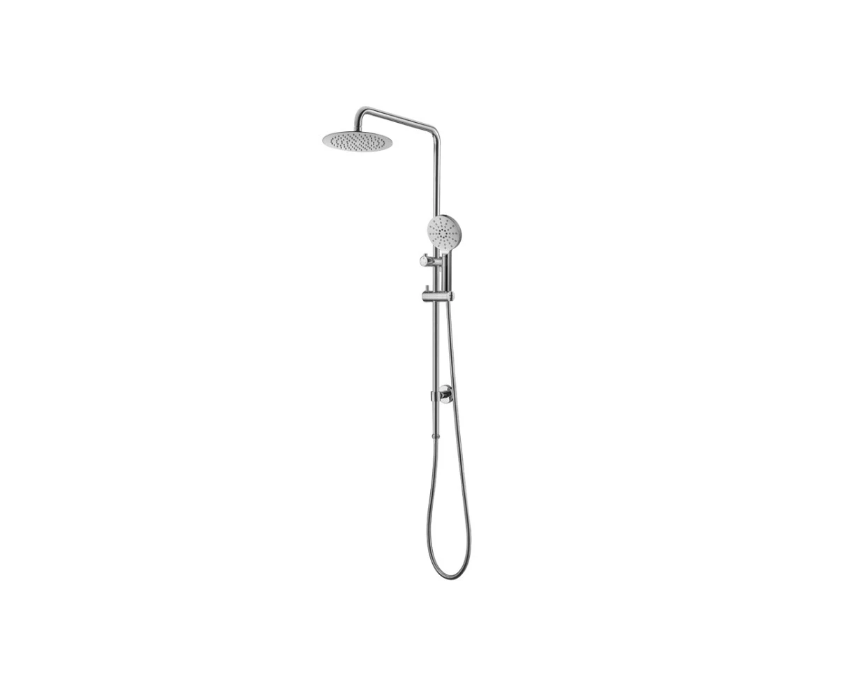 Chrome Multifunction Sliding Shower With Overhead Round Rain Shower and Top Inlet