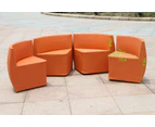 Outdoor Deluxe Table Chair Set Wicker Compactable Lounge Bistro Patio Garden Glass Top - Orange