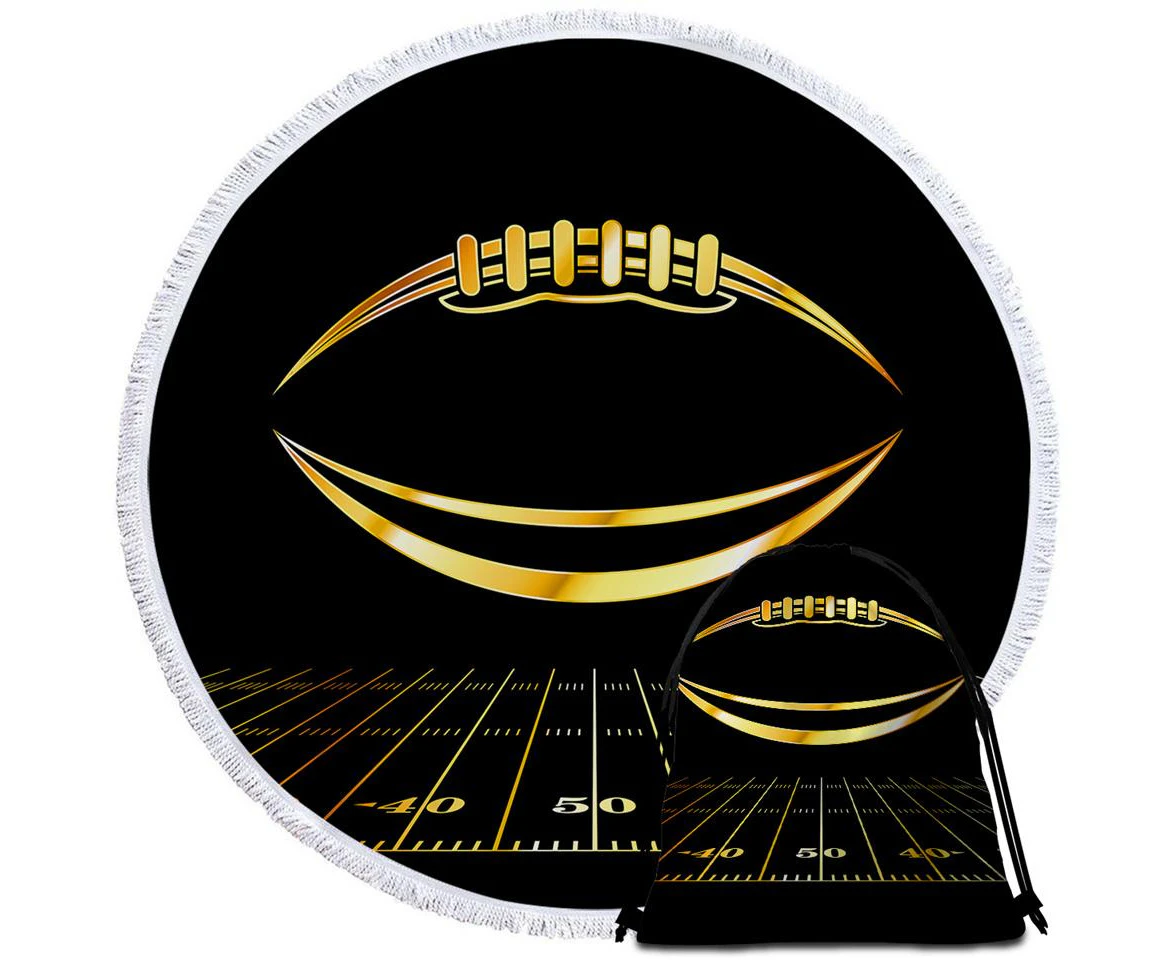 Gold Football Beach Towel