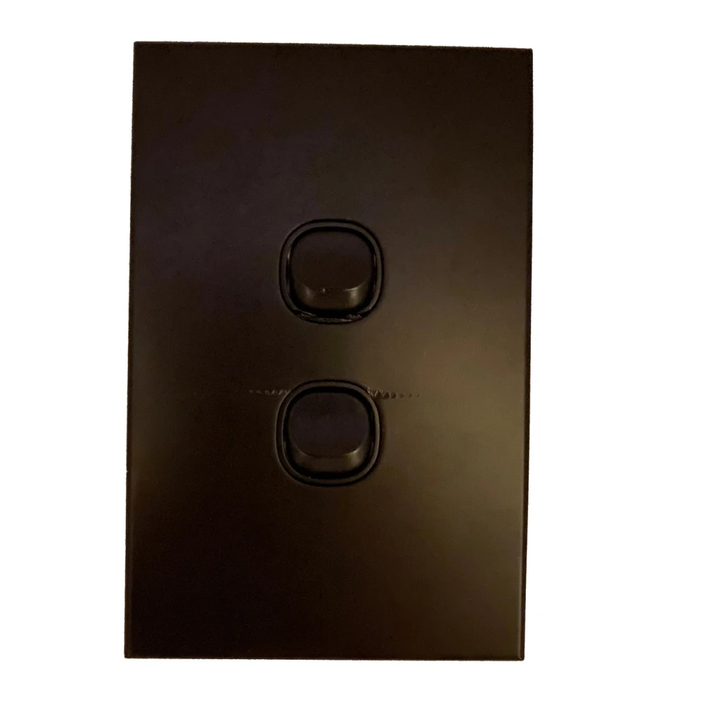 Pack of 10 3A AU 2 Gang Wall Switch  SAA  Slim - Black  Double