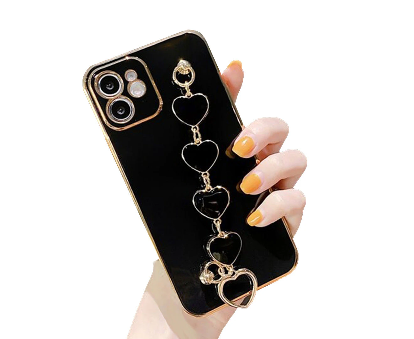 Anymob iPhone Case Black Heart Bracelet Colorful Electroplating Silicone Mobile Cover Compatible - IPhone 13 Pro