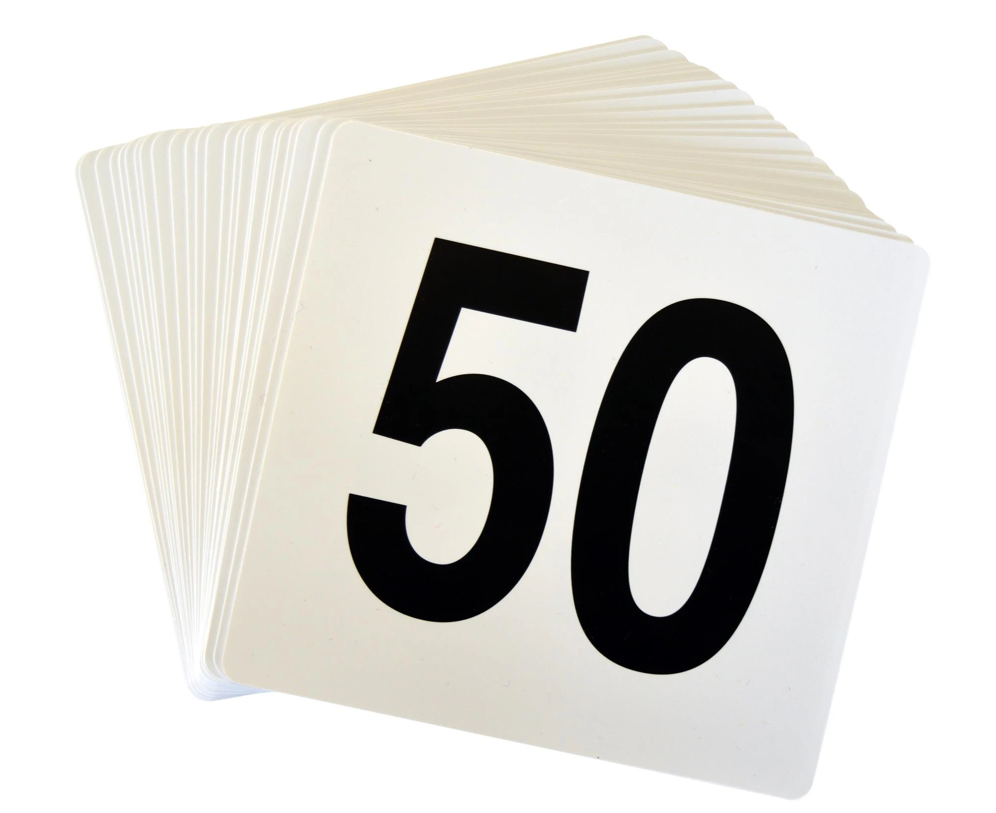 Argon Tableware Table Number Plastic Card Set 1-50. Double sided