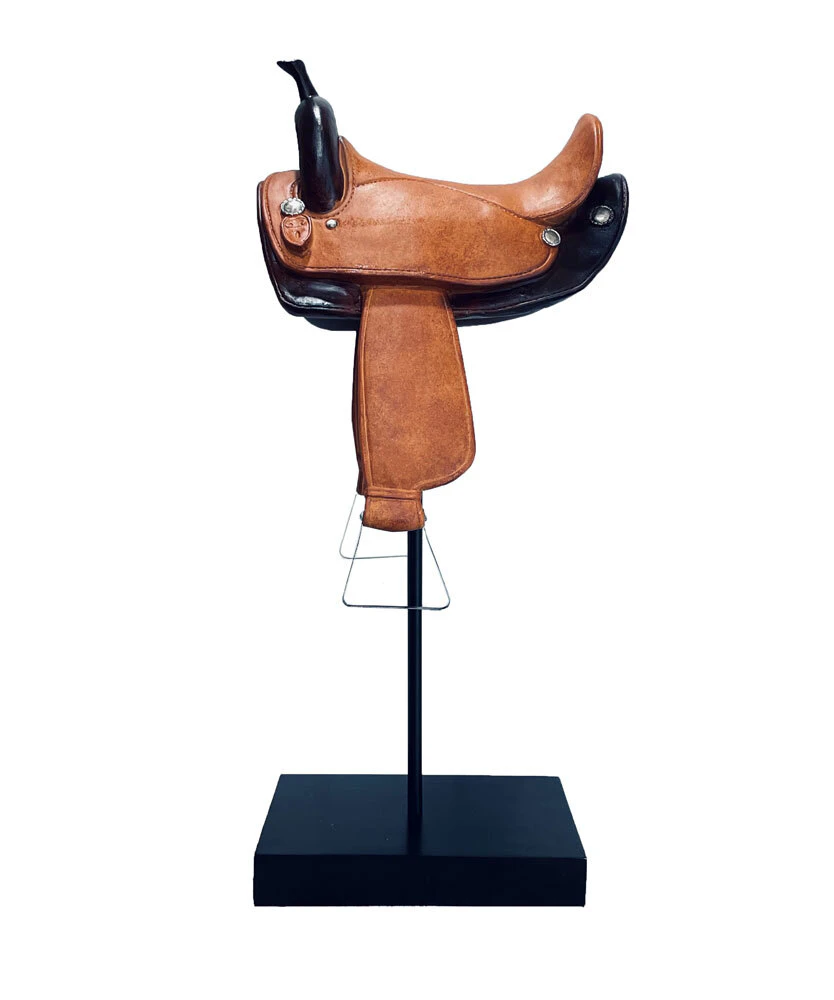 Silla Resin Western Saddle Equestrian Decor Brown 70 cm High