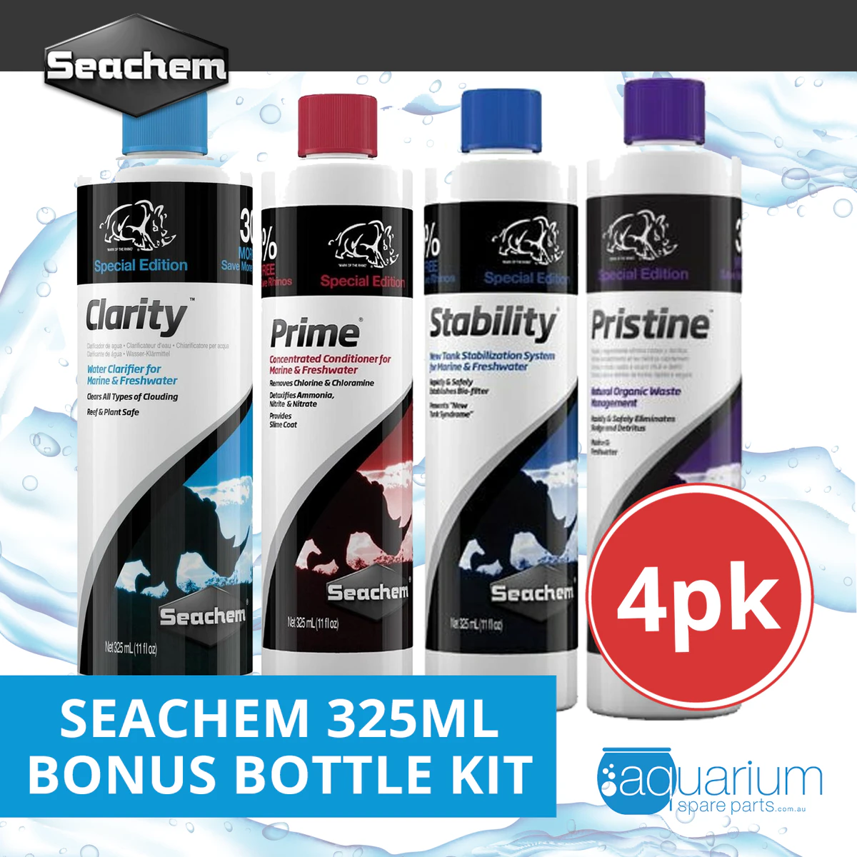 Seachem 325ml Bonus Bottle Kit (4pk)