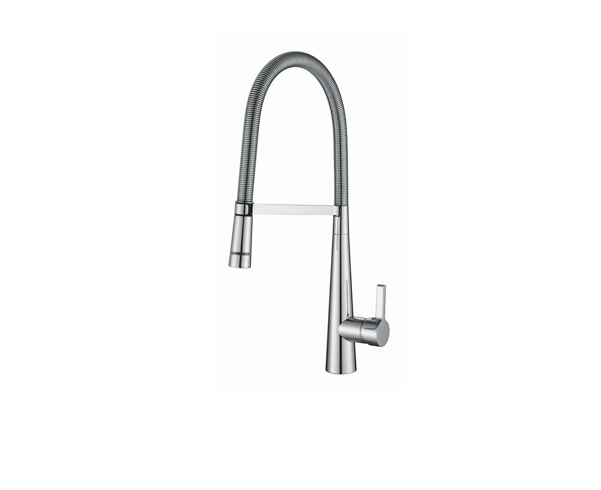 Chrome Gooseneck Detachable Spray Brass Kitchen Mixer With LED