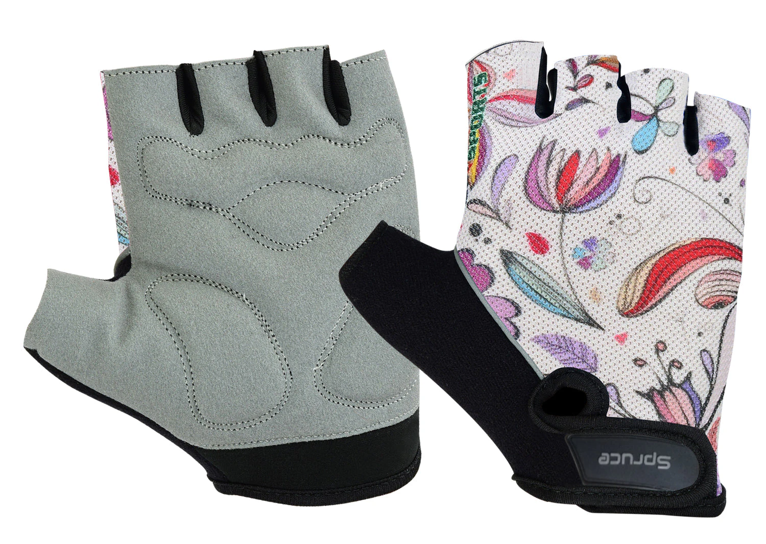 Spruce Ladies Cycling Half Finger Foam Padded Gloves - White