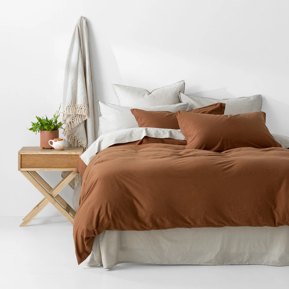 In2Linen Jersey Pure Cotton Quilt Cover Set | Rust Melange