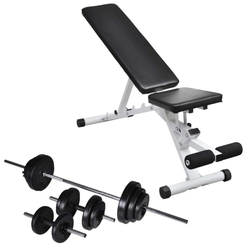 Adjustable Weight Bench With Barbell And Dumbbell Set Home Gym Fitness Workout